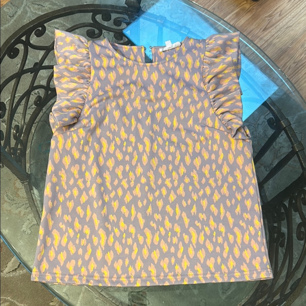 THML Purple and Yellow Ruffle Sleeve Blouse